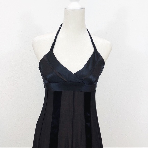 BCBGMAXAZRIA Black Silk Stripe Ribbon Dress Size 4 - Picture 2 of 8